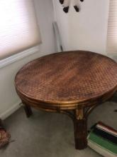 upstairs- round wicker table