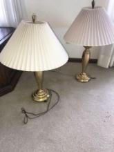 2- brass styled table lamps