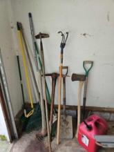 Yard tools, including gas can.