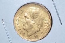 1906 Mexican Five Peso .900 Gold Piece; Unc.