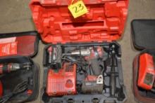 Milwaukee M18 Drill w/2 Batteries, Charger, and Case; Works