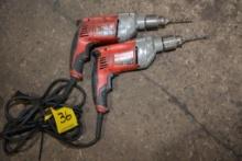 Pair of Milwaukee 1/2" Electric Drills; Works