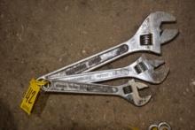 Set of 3 Adjustable Wrenches 10", 12", and 15"