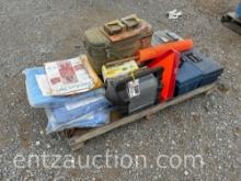 MISC. LOT - LP HEATER, WORK LIGHT, TOOLBOXES
