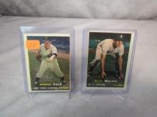 1957 Topps baseball: Whitey Ford & Billy Martin, VG-VG+