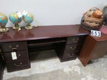 Dark Wood Desk, 6 Drawer