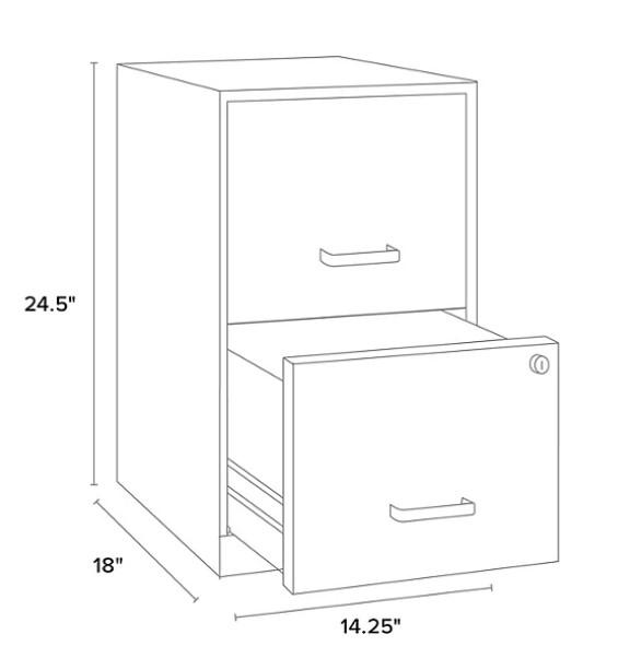 2 Drawer Smart Filing Cabinet - Black