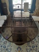 Designer Oval Dining Table with Smokey glass top and base - 101 in Diameter