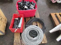 ASSORTED SPRINKLER HEADS, PIPE FITTINGS & WIRE ROPE