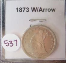 1873- Seated Liberty Quarter w/ Arrows