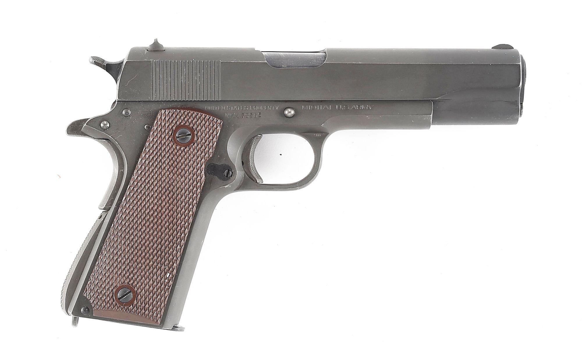 (C) COLT M1911A1 SEMI-AUTOMATIC PISTOL WITH HOLSTER (1943).