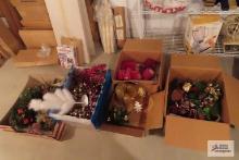 Assortment of Christmas decorations and candles