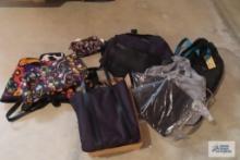 Travel bags and totes and cosmetic bags