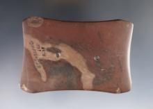 3 7/8" Quadra-Concave Gorget made from red Slate. Found in St Joseph Co, Indiana.