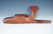 LARGE! Uniquely styled 13 1/8" Fish Effigy Pipe made from beautiful Catlinite w/ excellent age.
