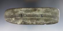 5 7/8" Rectangular Gorget made from patinated Banded Slate. Found in LaGrange Co., Indiana.