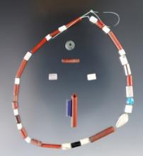 12" Strand of Assorted Glass Types and Shell Beads - Power House Site in Lima, New York.
