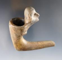 3 1/4" long x 3 3/8" tall Iroquois historic period Blower Pipe made from Clay.