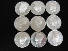 Lot of (9) Kennedy "S" Proof Half Dollars