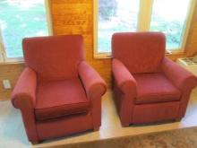 Pair of Best Chair Co. Upholstered Rolled Arm Chairs