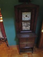 Antique E.N. Welch Mfg. Co. 30 Hour Shelf Clock in Custom Built Clock Cabinet