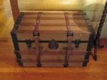 Vintage Steamer Trunk with Leather Straps