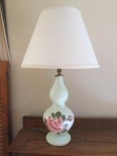 Handpainted  Milk Glass Table Lamp