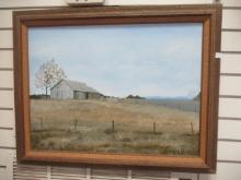 1982 Judy Dunlap Original Barn Pastoral Landscape