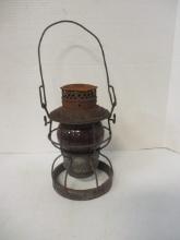 Vintage Adlake Kerosene Railroad Lantern with Red Glass Lens