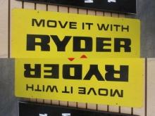 Metal "Move It With Ryder Rent One Way & Local Rent A Truck" Double Sided Sign