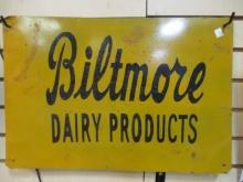 Old Painted Tin Biltmore Dairy Products Sign