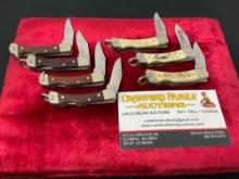 7x Small Schrade Knives, 4x LB-1, 3x Scrimshaw handled pieces, 2x 511SC, 1x LB-1SC, 1.5 inch blades