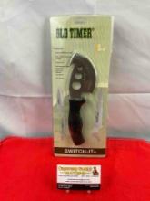 Schrade Old Timer Switch-It Folding Blade Hunting Knife w/ Exchangeable Blades & Sheath. NIB. See