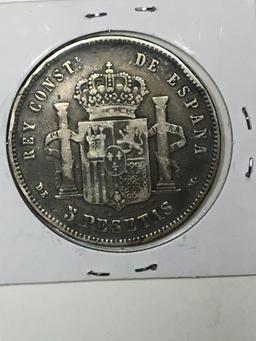 1878 Spain 5 Pesetas