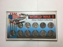 Silver War Nickel Complete Set In Hard Plastic Display 11 Coins W W 2