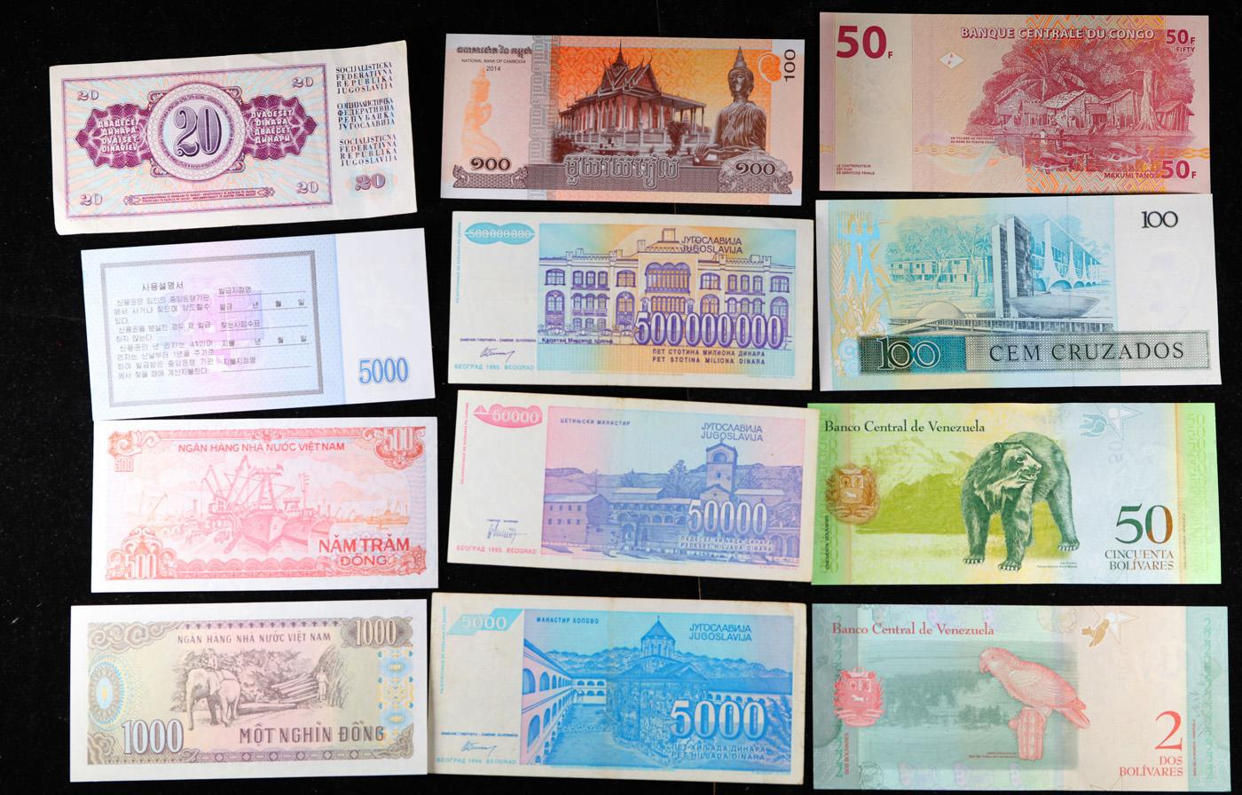 Lot of 24 Foreign Currency Notes - Variety of Countries, Years, Denominations!