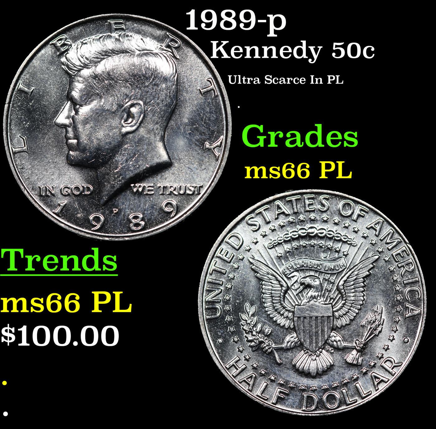 1989-p Kennedy Half Dollar 50c Grades GEM+ UNC PL