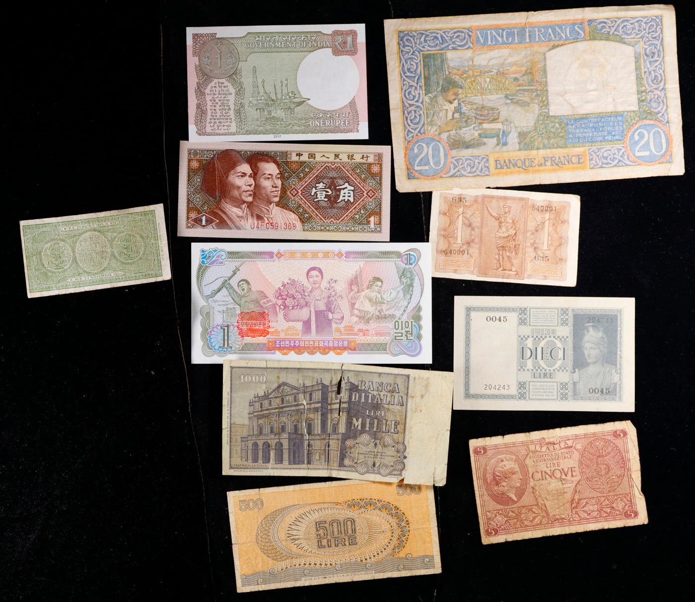 Lot of 10 Foreign Currency Notes, Various Countries & Denominations! Grades