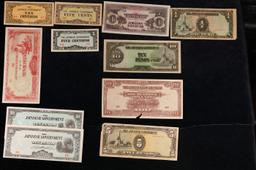 Group of 10x 1940's WWII Japanese invasion "JIM" Money COOL!