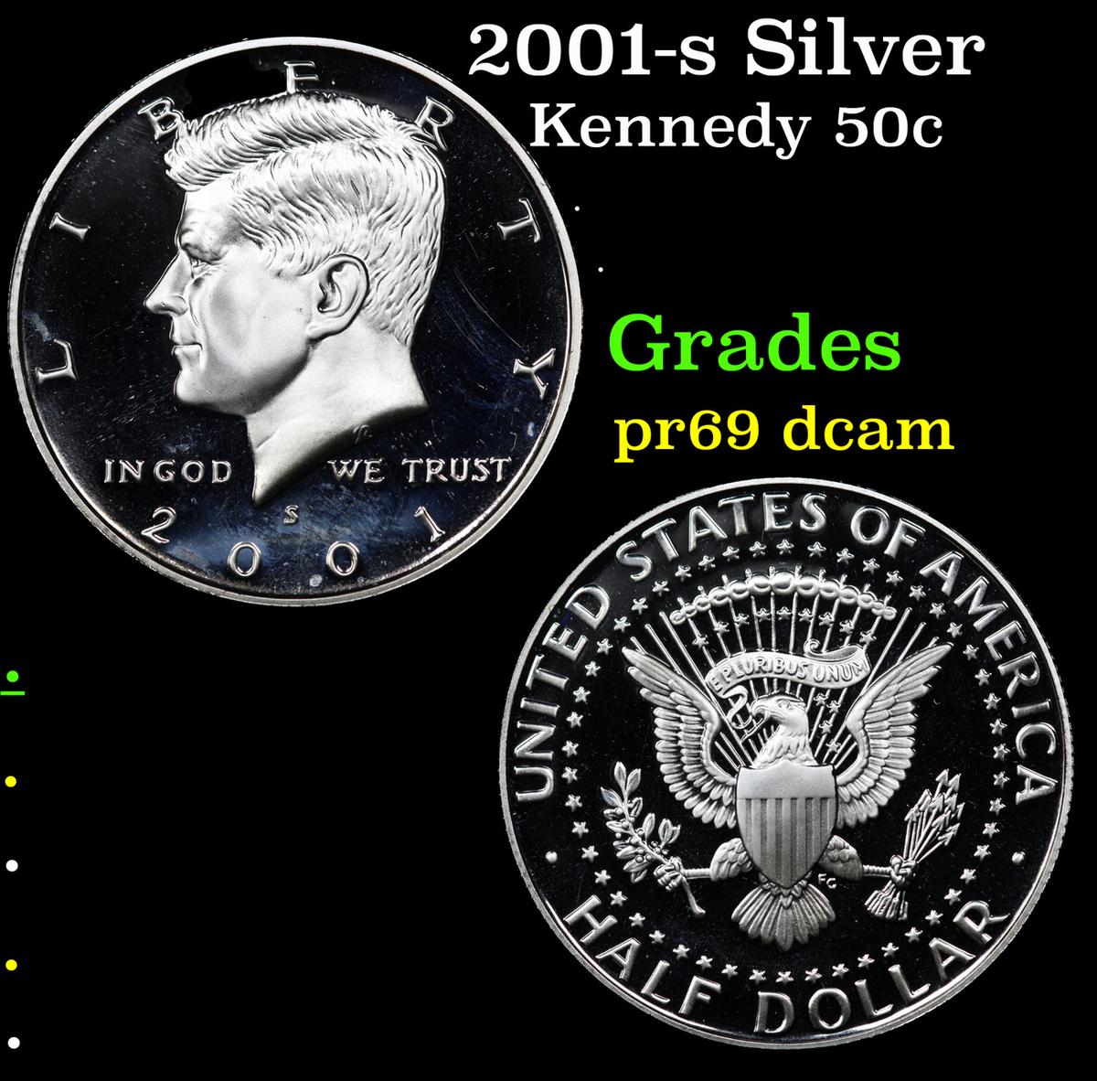 Proof 2001-s Silver Kennedy Half Dollar 50c Grades GEM++ Proof Deep Cameo