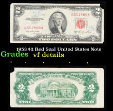 1953 $2 Red Seal United States Note Grades vf details