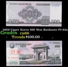 2008 Upper Korea 500 Won Banknote P# 63s;  Grades Gem+ CU