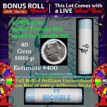 1-5 FREE BU Nickel rolls with win of this 1992-p 40 pcs Brandt $2 Nickel Wrapper