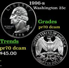 Proof 1996-s Washington Quarter 25c Grades GEM++ Proof Deep Cameo