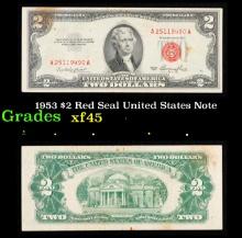 1953 $2 Red Seal United States Note Grades xf+