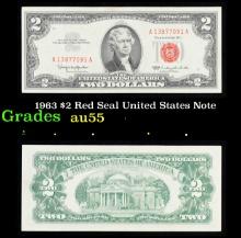 1963 $2 Red Seal United States Note Grades Choice AU