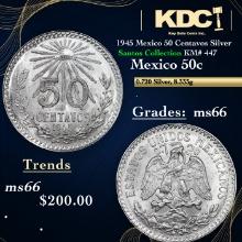 1945 Mexico 50 Centavos Silver Santos Collection KM# 447 Grades GEM+ Unc