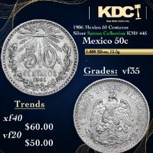 1906 Mexico 50 Centavos Silver Santos Collection KM# 445 Grades vf++