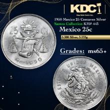 1950 Mexico 25 Centavos Silver Santos Collection KM# 443 Grades GEM+ Unc