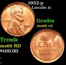 1952-p Lincoln Cent 1c Grades GEM+ Unc RD